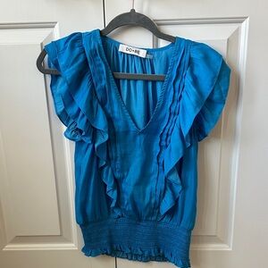 DO+BE Women's Vibrant Blue Ruffle Blouse